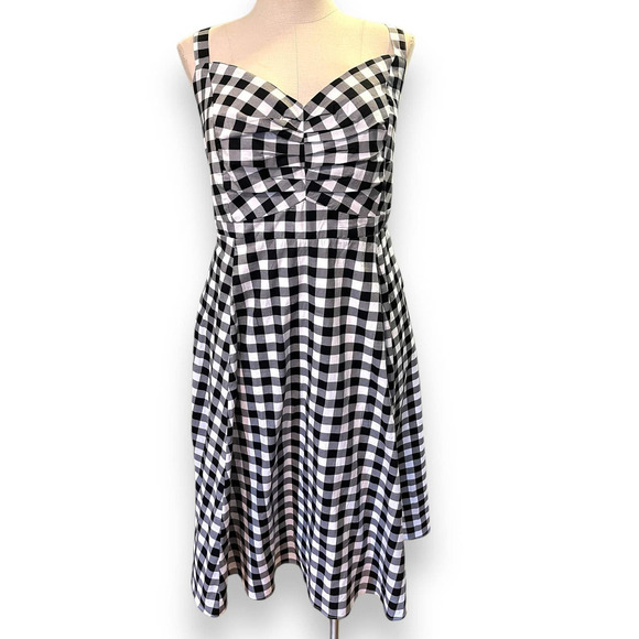 Torrid 6 (6X 30) Gingham Midi Poplin‎ Pin Up Rockabilly Sweetheart Shirred Dress - Picture 2 of 3